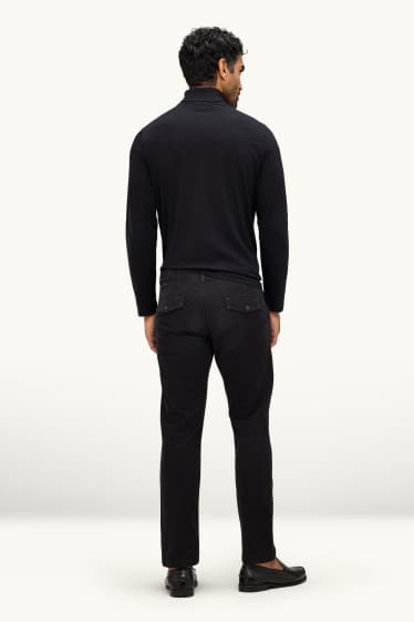 Bărbați - Chino din catifea reiată - slim fit - structurați - negru