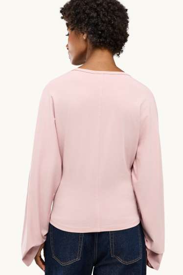 Damen - Langarmshirt - Slim Fit - hellrosa
