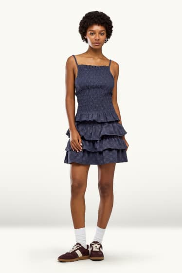 Femmes - Jupe - finition texturée - bleu foncé