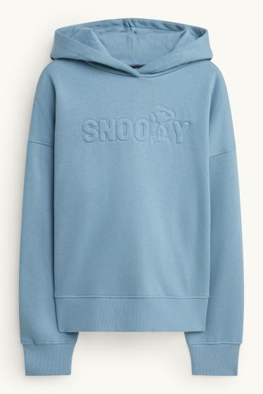 Dámské - Mikina s kapucí - Snoopy - světle modrá