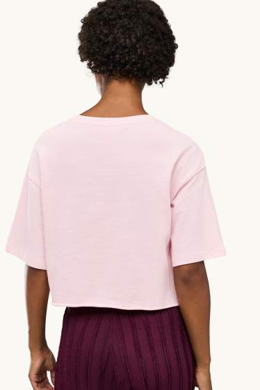 Damen - Crop T-Shirt - Relaxed Fit - rosa
