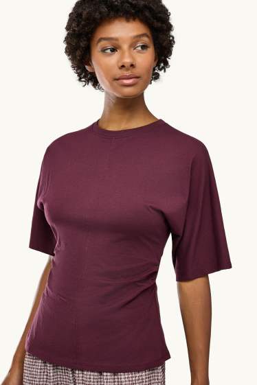Damen - T-Shirt - Slim Fit - bordeaux