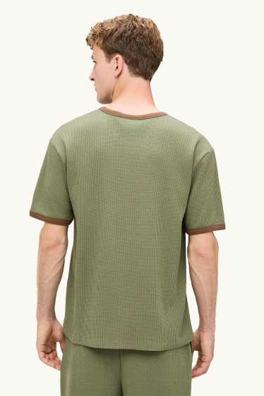 Herren - T-Shirt - Relaxed Fit - strukturiert - grün