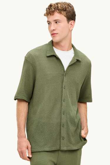 Home - Camisa de punt de mitja - relaxed fit - Kent - texturada - verd fosc
