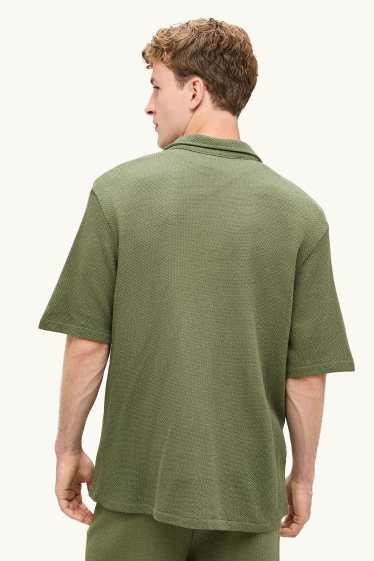 Home - Camisa de punt de mitja - relaxed fit - Kent - texturada - verd fosc