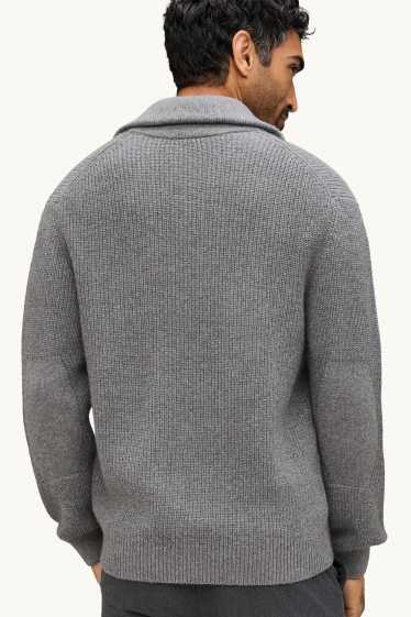 Hommes - Gilet en maille - finition côtelée - gris