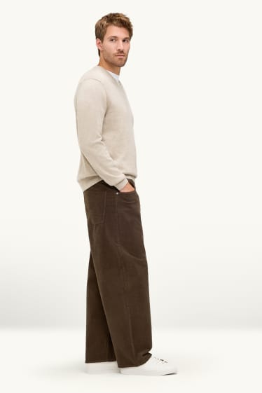 Uomo - Pantaloni in velluto a coste - relaxed fit - marrone scuro