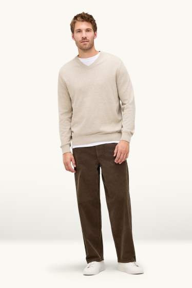 Uomo - Pantaloni in velluto a coste - relaxed fit - marrone scuro