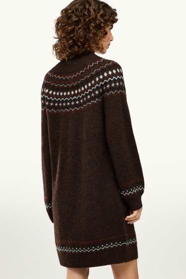 Donna - Vestito in maglia - straight fit - fantasia - marrone scuro