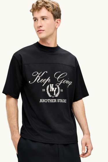 Heren - T-shirt - oversized - zwart