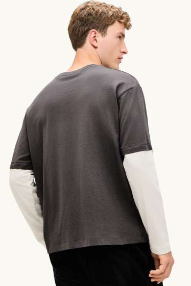 Men - T-shirt - relaxed fit - dark gray