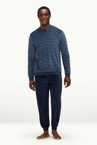 Herren - Winterpyjama - dunkelblau / weiß