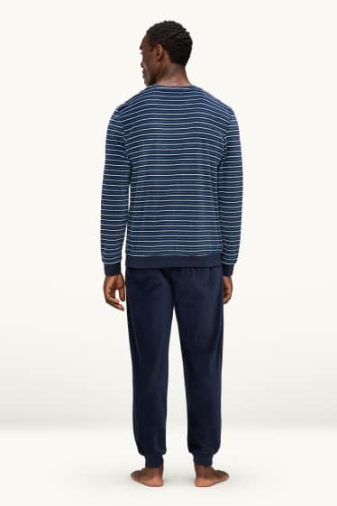 Herren - Winterpyjama - dunkelblau / weiß