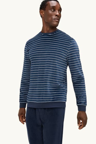 Herren - Winterpyjama - dunkelblau / weiß