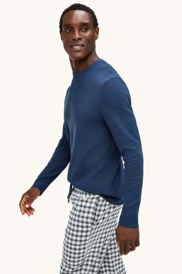 Herren - Pyjama - dunkelblau / weiß