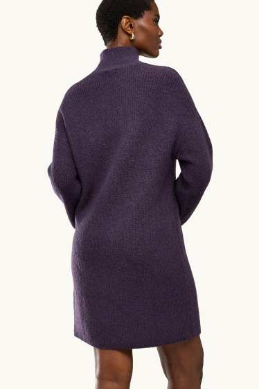 Femmes - Robe en maille - straight fit - finition côtelée - violet