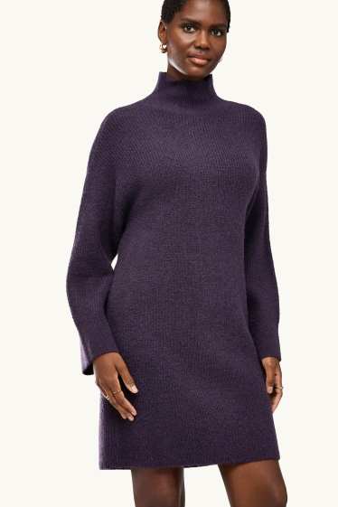 Femmes - Robe en maille - straight fit - finition côtelée - violet