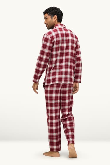 Men - Mini Me - men’s Christmas pyjamas - check - red / white