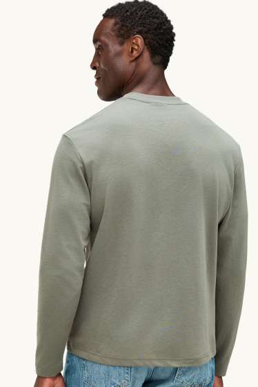 Men - Long sleeve top - relaxed fit - green-melange