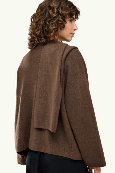 Femmes - Pull - look 2-en-1 - marron