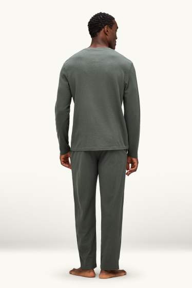Hommes - Pyjama - texturé - vert foncé