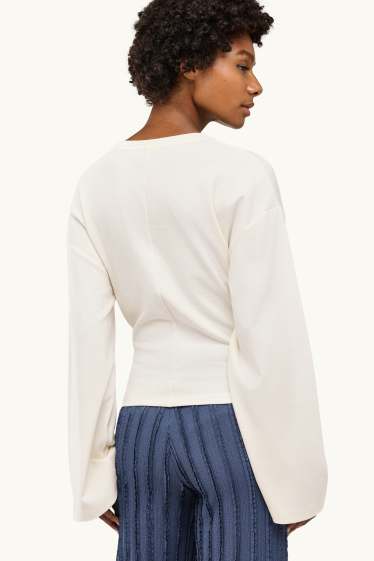 Donna - Maglia a maniche lunghe - slim fit - bianco crema