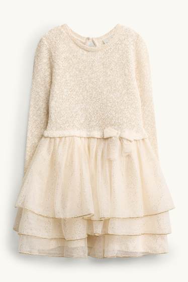 Kinder Mädchen - Kleid - Glanz-Effekt - beige / gold