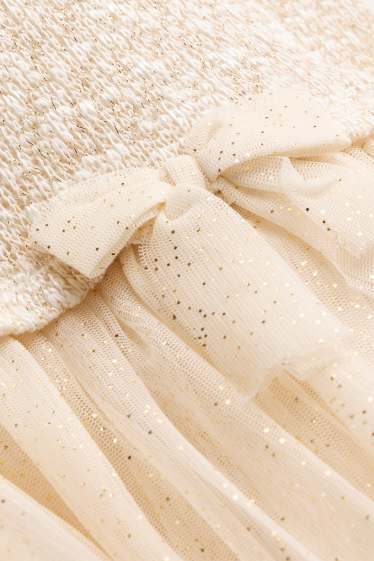Kinder Mädchen - Kleid - Glanz-Effekt - beige / gold