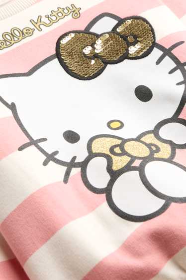 Děti - dívky - Hello Kitty - mikina - pruhovaná - s třpytivými efekty - růžová/zlatá