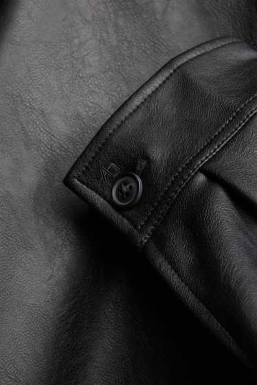 Herren - Hemdjacke - Relaxed Fit - Kent - Lederimitat - schwarz