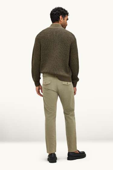 Bărbați - Chino din catifea reiată - slim fit - structurați - kaki