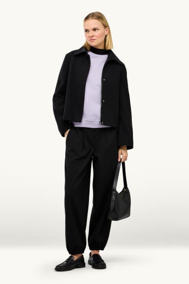 Women - Trousers - mid-rise waist - balloon leg - black