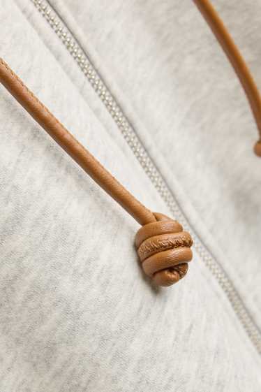 Dames - Sweatvest met capuchon - licht grijs-mix