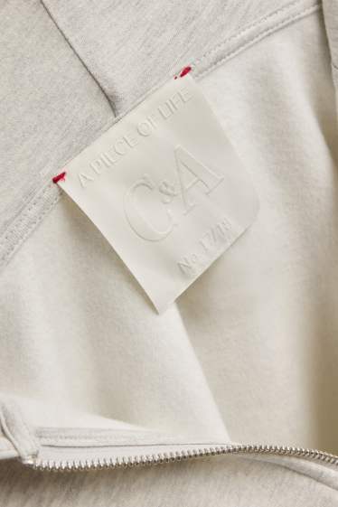Dames - Sweatvest met capuchon - licht grijs-mix