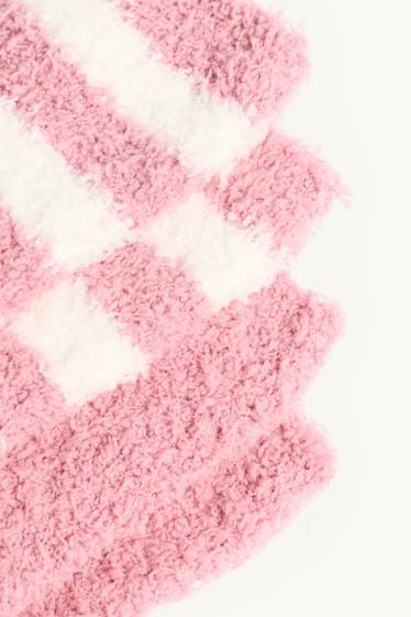 Damen - Multipack 2er - Kuschelsocken - gestreift - rosa