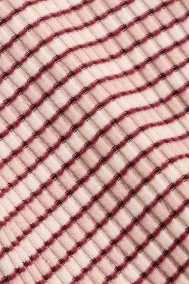 Enfants filles - Haut à col roulé - à rayures - finition texturée - beige / bordeaux
