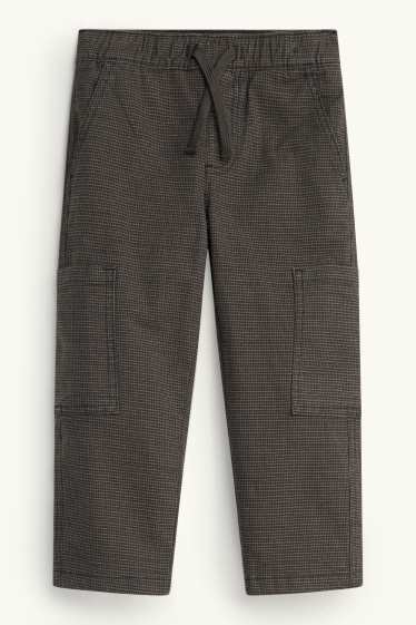 Kinderen: jongens - Thermocargobroek - LYCRA® - met patroon - grijs / bruin