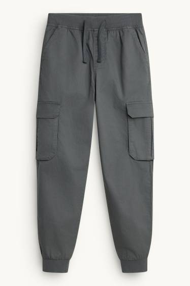 Enfants garçons - Pantalon cargo chaud - gris foncé