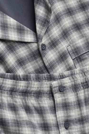 Herren - Pyjama - kariert - grau