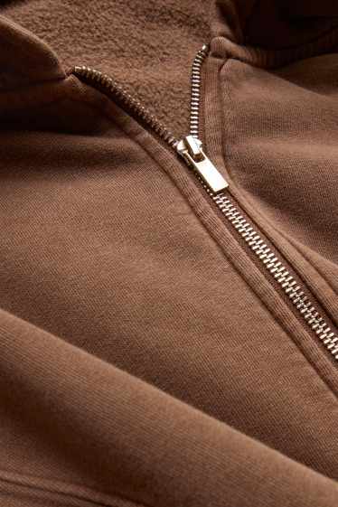 Heren - Sweatvest met capuchon - bruin