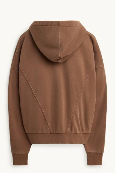 Heren - Sweatvest met capuchon - bruin