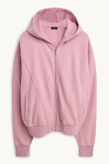 Heren - Sweatvest met capuchon - roze