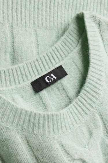 Damen - Pullover - Zopfmuster - hellgrün