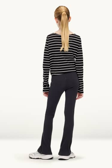 Kinder Mädchen - Multipack 2er - Flared Leggings - gerippt - schwarz / grau