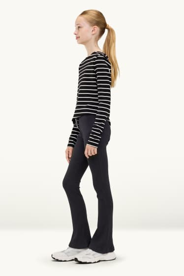 Kinder Mädchen - Multipack 2er - Flared Leggings - gerippt - schwarz / grau