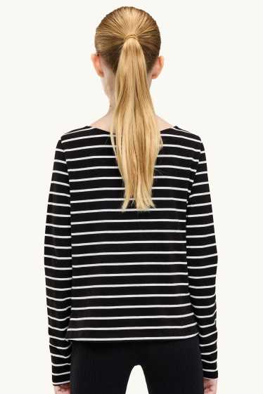 Kinder Mädchen - Multipack 3er - Langarmshirt - schwarz / weiß