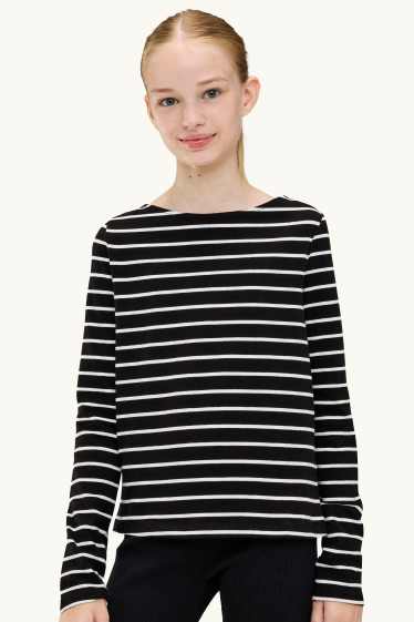 Kinder Mädchen - Multipack 3er - Langarmshirt - schwarz / weiß