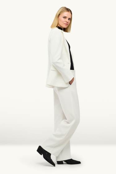 Femmes - Pantalon de bureau - high waist - wide leg - blanc crème