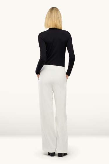Femmes - Pantalon de bureau - high waist - wide leg - blanc crème