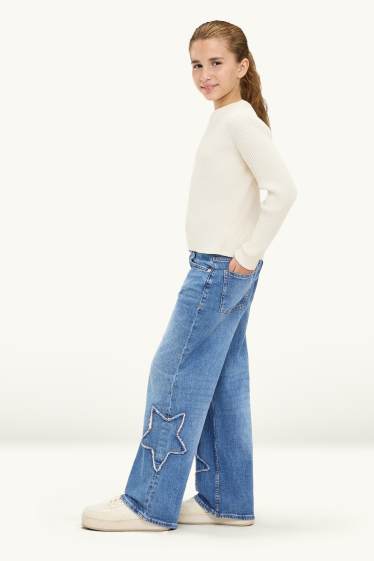 Bambine - Stella - jeans a gamba larga - jeans blu
